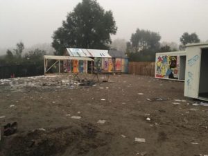 The remains of the Youth Centre at the Calais camp